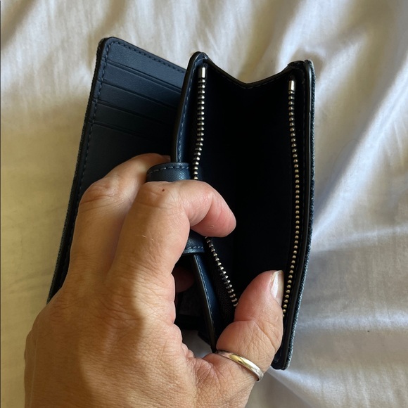 Coach Blue Denim Side Zip Wallet - Picture 3 of 4